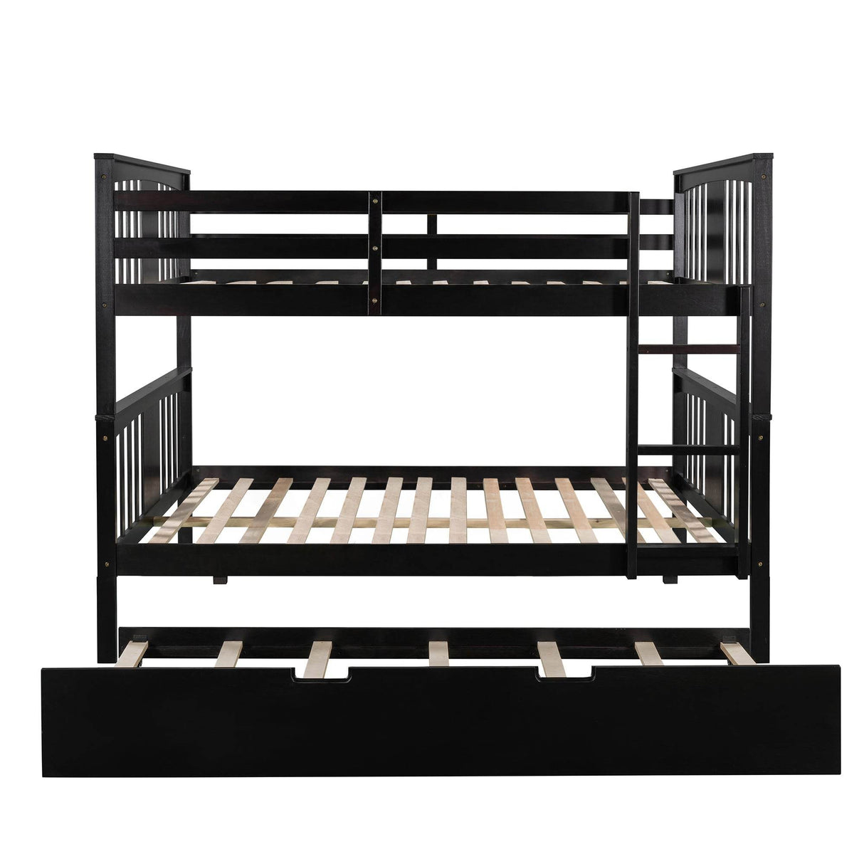 Full Over Full Bunk Bed With Twin Trundle Espresso Solid Wood - Omega Lifestyles