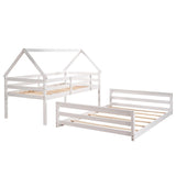Twin Over Full Pine Wood House Bunk Bed With Ladder - Omega Lifestyles