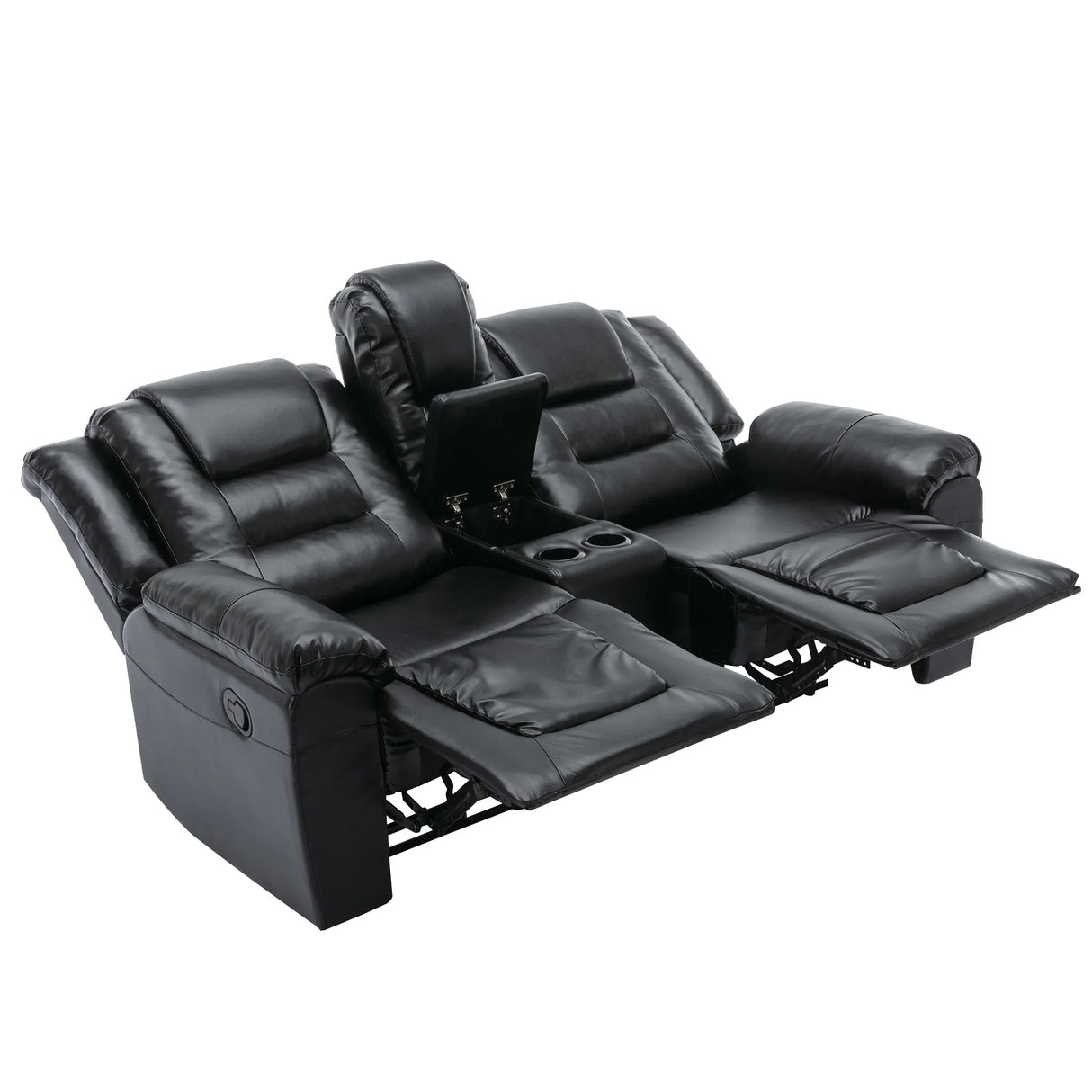 2-Seater Manual PU Leather Recliner Chair With Storage - Omega Lifestyles