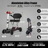 Manual Folding Portable Lightweight 4-Wheel Mobility Scooter Red - Omega Lifestyles