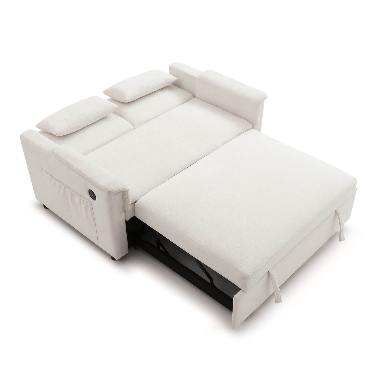 Velvet Pull Out Sofa Bed With Adjustable Backrest - Omega Lifestyles