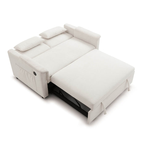 Velvet Pull Out Sofa Bed With Adjustable Backrest - Omega Lifestyles