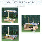 Wooden Kids Sandbox With Adjustable Canopy And Benches - Omega Lifestyles