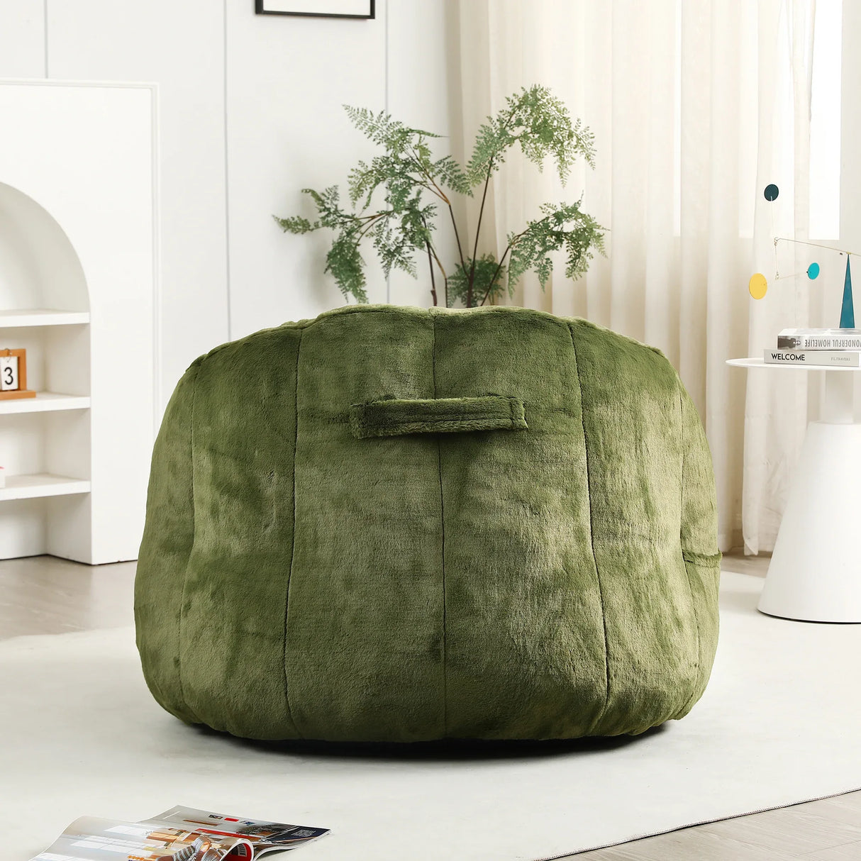 High-Density Foam Faux Fur Bean Bag Chair - Omega Lifestyles