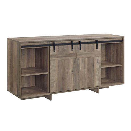 Gray Washed Synthetic Wood Barn Door TV Stand - Omega Lifestyles