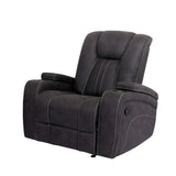 Transitional Dark Gray Fabric Glider Recliner With Cup Holders - Omega Lifestyles