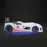 Modern White Leatherette Twin Race Car Bed - Omega Lifestyles