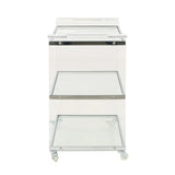 Acrylic Rattan Metal Frame Bar Cart With Tempered Glass Shelves - Omega Lifestyles