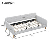 Twin Upholstered Linen Fabric Daybed With Wood Frame - Omega Lifestyles