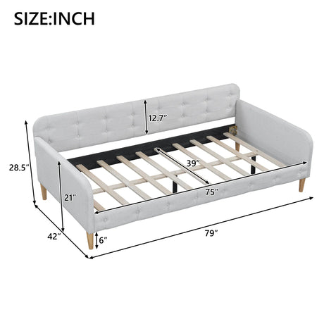 Twin Upholstered Linen Fabric Daybed With Wood Frame - Omega Lifestyles