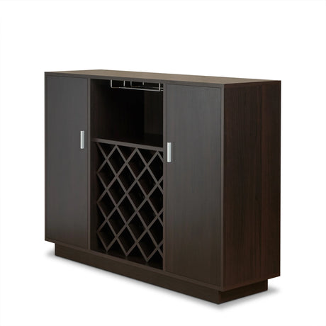 Espresso Synthetic Wood Wine Cabinet With Rack - Omega Lifestyles