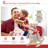 Kids Plush Wood Ride-On Rocking Horse With Lullaby - Omega Lifestyles