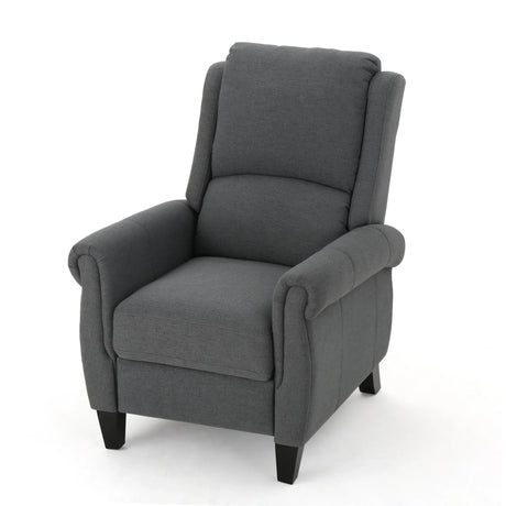 Charcoal Fabric Push Rack Recliner With Rubberwood Legs - Omega Lifestyles