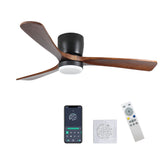 42-Inch Black Wood Ceiling Fan With Light Remote