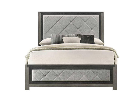 Queen Gray Linen Upholstered Padded Bed Frame - Omega Lifestyles