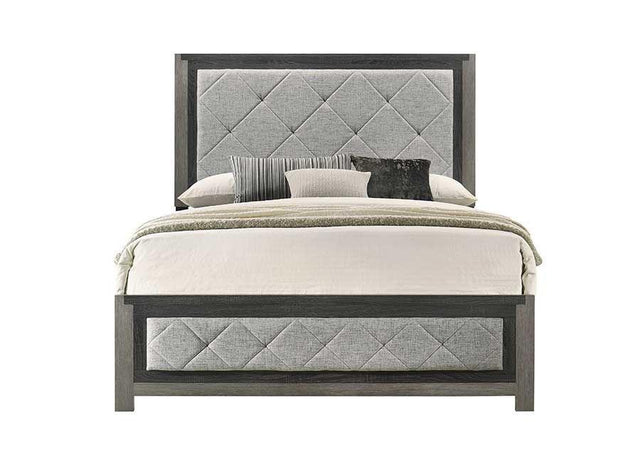 Queen Gray Linen Upholstered Padded Bed Frame - Omega Lifestyles