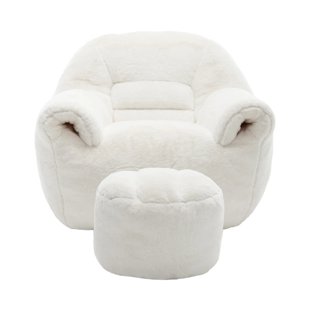 Faux Fur High Density Foam Bean Bag Chair With Footstool - Omega Lifestyles