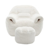 Faux Fur High Density Foam Bean Bag Chair With Footstool - Omega Lifestyles