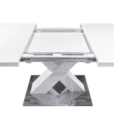 Modern Square Stretchable White MDF Steel Dining Table - Sleep Galleria