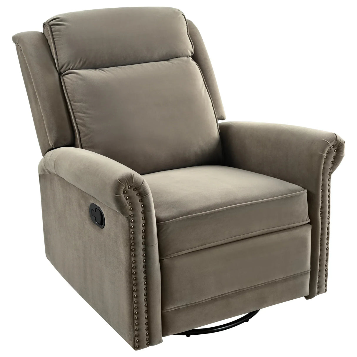 Light Brown Velvet 360° Swivel Adjustable Backrest Recliner - Omega Lifestyles