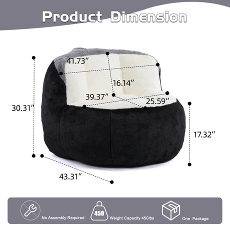 Multicolor Faux Fur Oversized Foam-Filled Bean Bag Chair - Omega Lifestyles