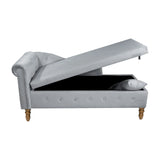 Classic Velvet Storage Chaise Lounge With Pillow - Omega Lifestyles