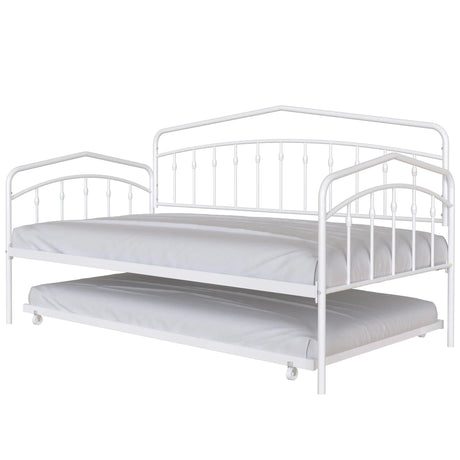 Twin Metal Daybed With Trundle White Bedroom Frame - Omega Lifestyles