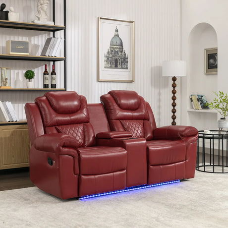 Manual Recliner Chair With Storage Cup Holders LED - Omega Lifestyles