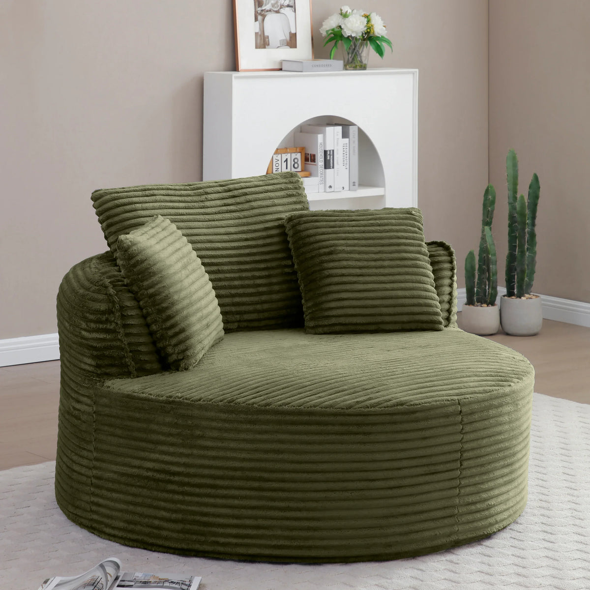 Modern Corduroy Boneless Floor Chair With Pillows - Omega Lifestyles