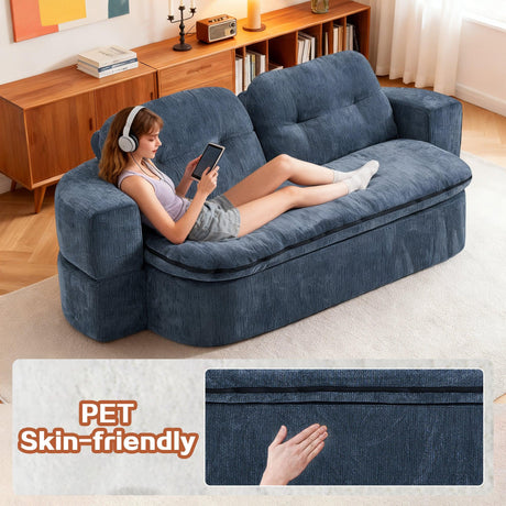 Modern Convertible Foam-Filled Sleeper Sofa Bed With Pillows - Omega Lifestyles