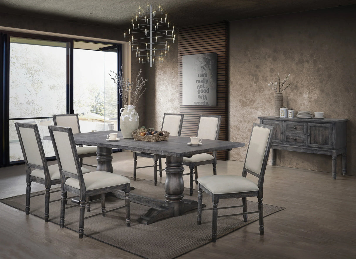Gray Synthetic Wood 7-Piece Dining Room Set - Omega Lifestyles