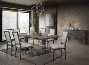 Gray Synthetic Wood 7-Piece Dining Room Set - Omega Lifestyles