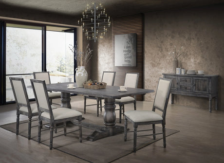 Gray Synthetic Wood 7-Piece Dining Room Set - Omega Lifestyles