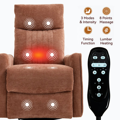 Orange Medium-Firm Chenille Fabric Massage Recliner Chair - Omega Lifestyles