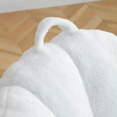 Shell-Shaped Faux Fur Foam Filled Bean Bag Chair With Footstool - Omega Lifestyles