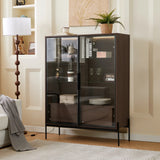 Modern Minimalist LED Curio Cabinet With Tempered Glass Doors - Omega Lifestyles