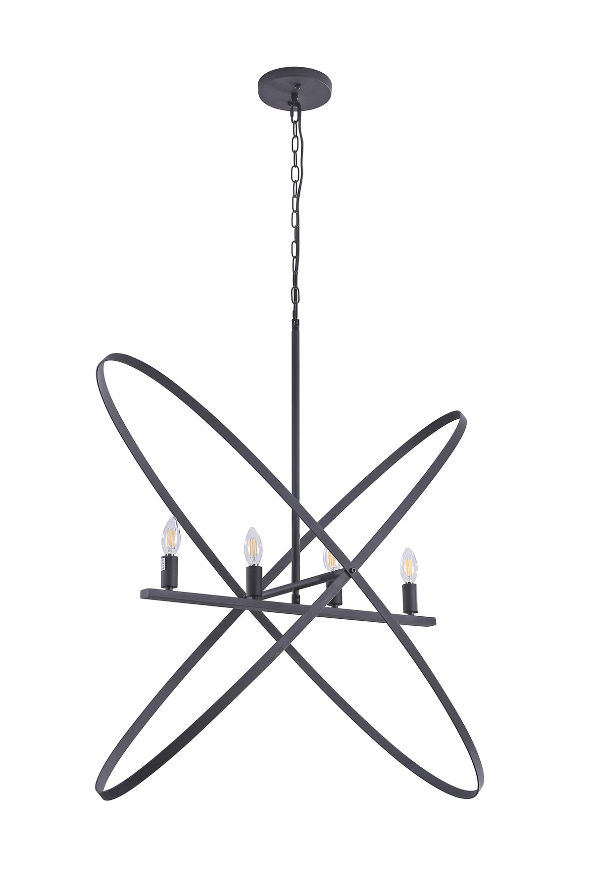 Matte Black Brass 4-Light Atom Pendant Lighting Fixture
