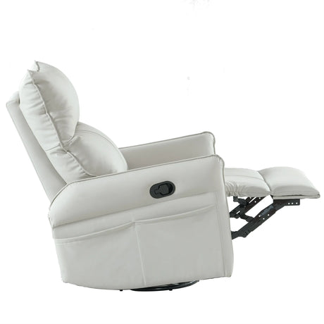 PU Reclining Rocking Chair With 360° Swivel And Footrest - Omega Lifestyles