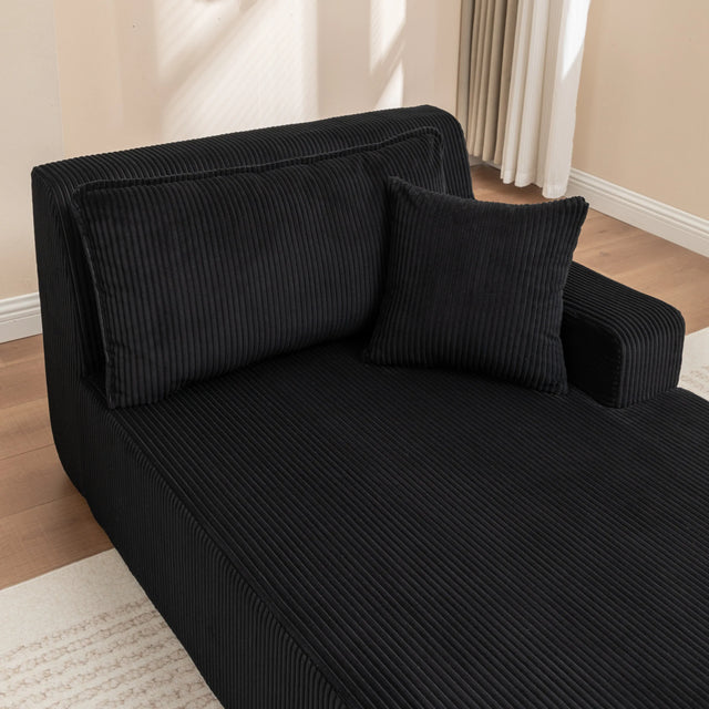 Corduroy Foam Left Armrest Chaise Lounge Chair - Omega Lifestyles
