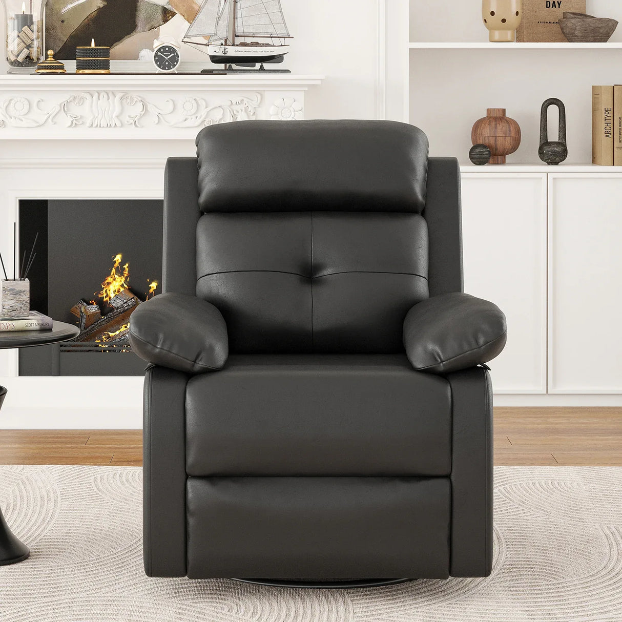 Small Space Swivel Rocker Recliner Chair With Metal Frame - Omega Lifestyles