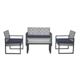 4-Piece Modern Light Gray Rattan Patio Furniture Set