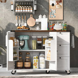 Farmhouse Kitchen Island Cart With Power Outlet - Omega Lifestyles