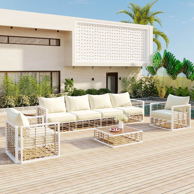 7-Piece Outdoor Metal Frame Sectional Sofa Set - Omega Lifestyles