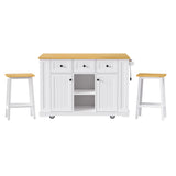 53-Inch Mobile Kitchen Island Set With Storage Drawers - Omega Lifestyles