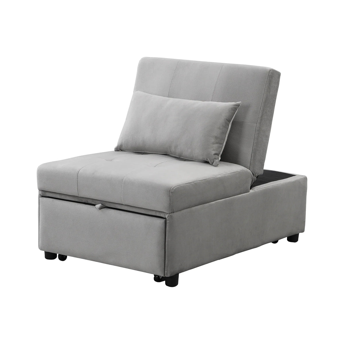 Multifunctional Gray Velvet Folding Ottoman Sofa Bed - Omega Lifestyles