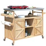 Farmhouse Solid Fir Wood Outdoor Kitchen Island Cart - Omega Lifestyles