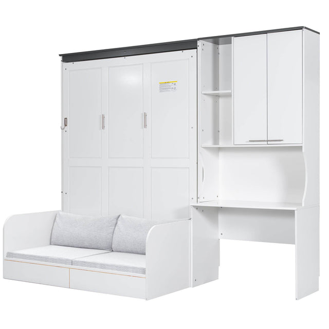 Queen Multi-Functional Murphy Bed With Sofa Desk Storage - Omega Lifestyles