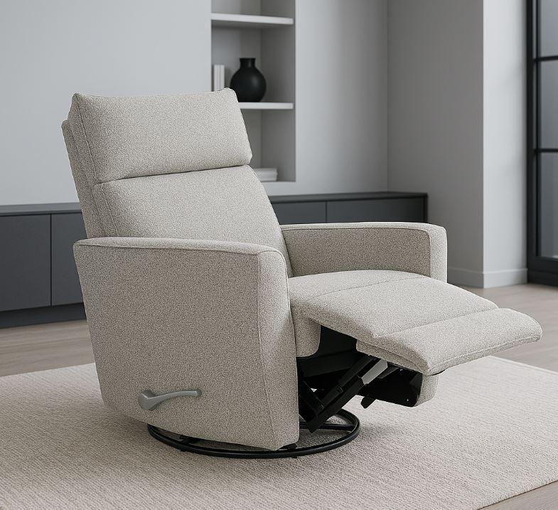 Beige Upholstered Manual Swivel Recliner Chair - Omega Lifestyles