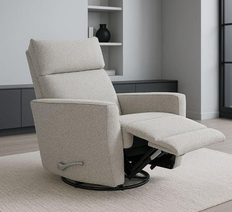 Beige Upholstered Manual Swivel Recliner Chair - Omega Lifestyles