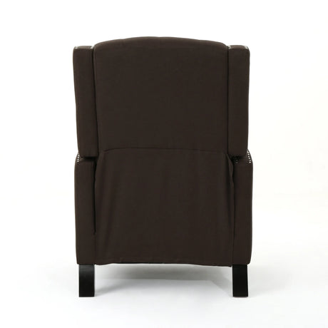 Coffee Fabric Push Back Recliner Chair With Birch Wood Legs - Omega Lifestyles